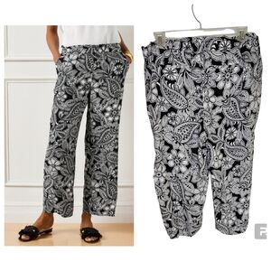 NEW Talbots Pull-On Wide Crops - Etched Paisley Size 2Xp (Plus Petite)